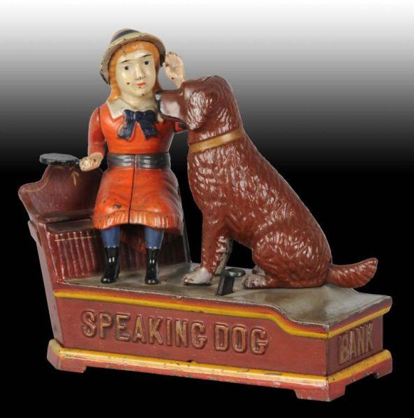 Appraisal: Cast Iron Speaking Dog Mechanical Bank Description Manufactured by Shepard