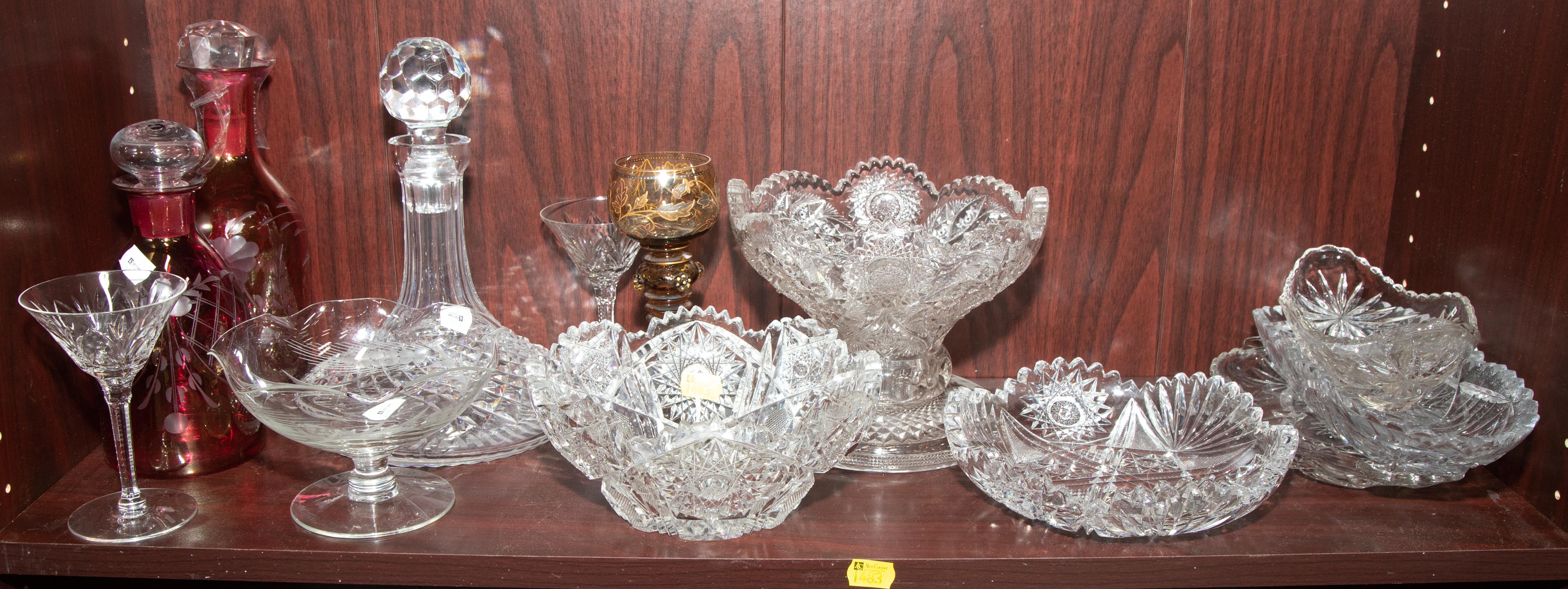 Appraisal: ASSORTMENT OF GLASSWARE Including Waterford cut glass ship decanter three