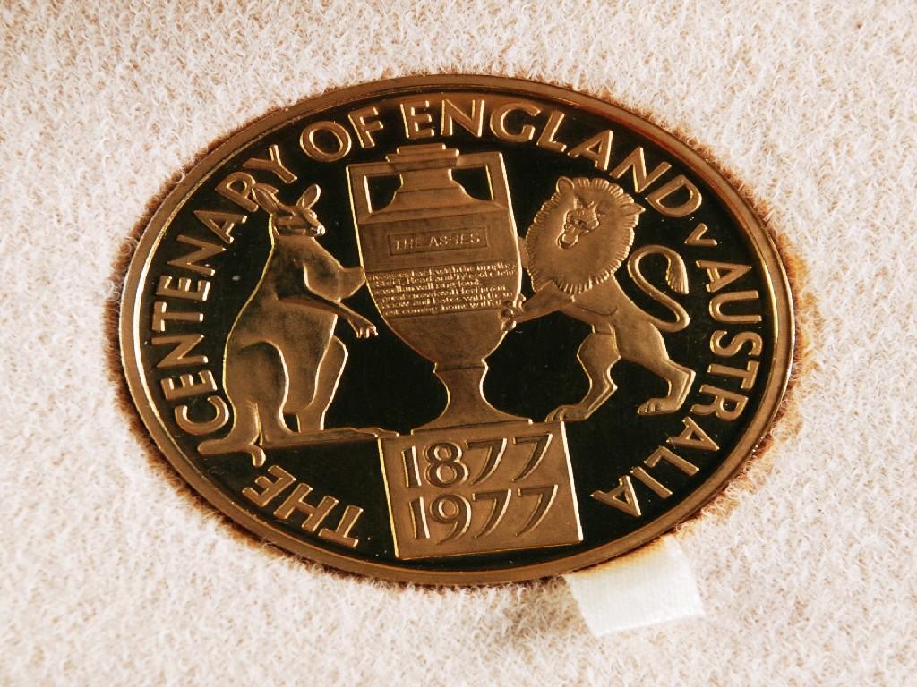 Appraisal: LARGE SILVER GILT CRICKET MEDALLION 'THE CENTENARY OF ENGLAND -