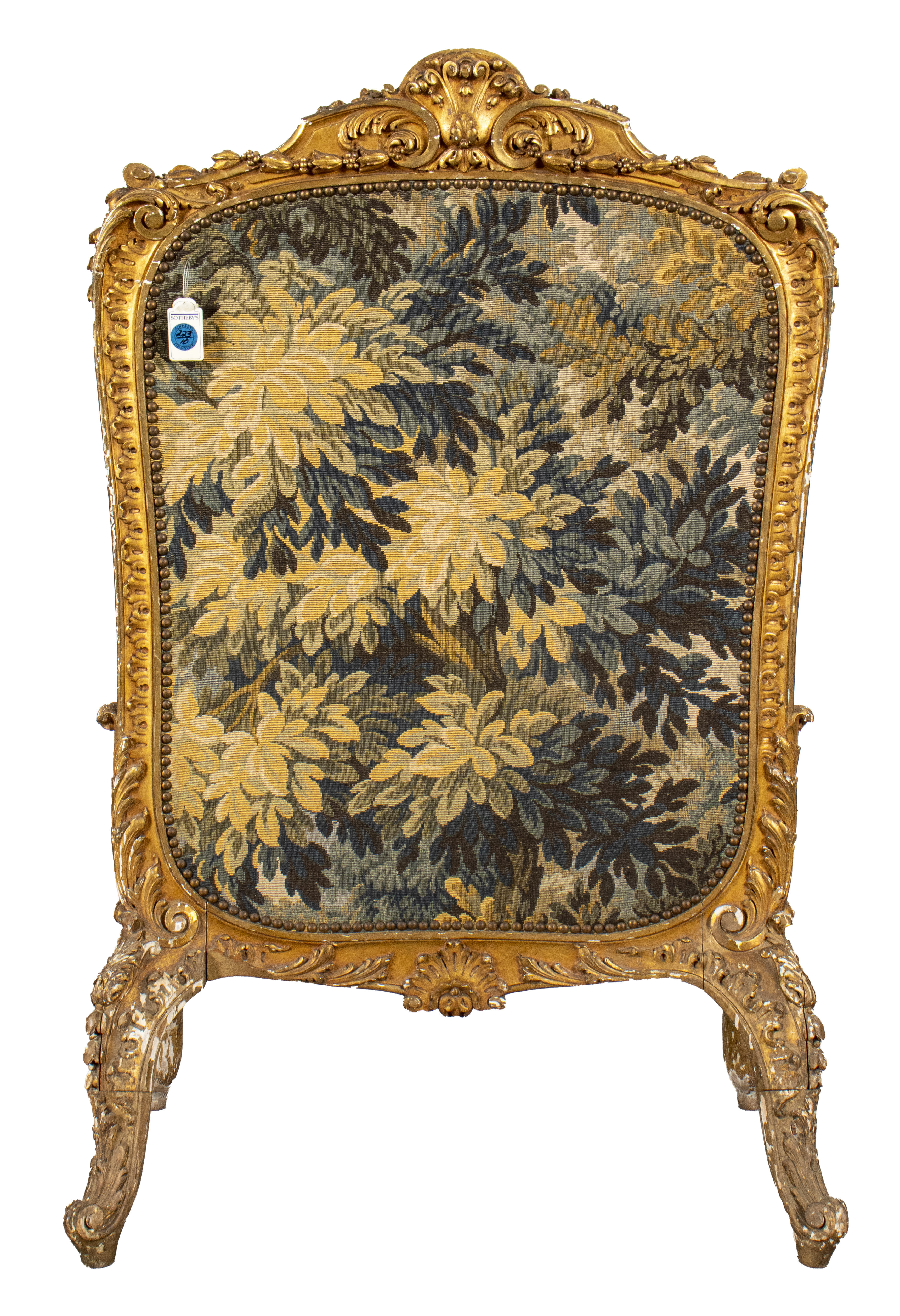 Appraisal: FRENCH LOUIS XV MANNER GILTWOOD FIRESCREEN French Louis XV manner