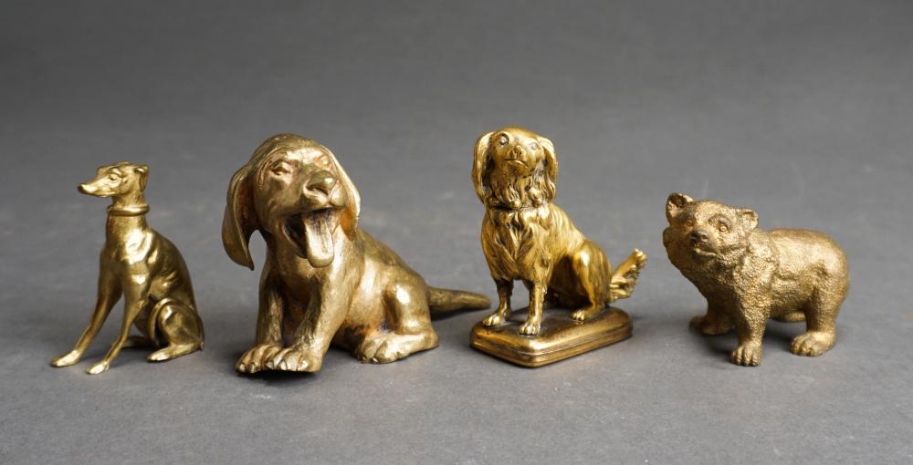 Appraisal: Group of Continental Gilt Bronze Miniature Figures of Three Dogs