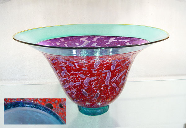 Appraisal: BRUCE PIZZICHILLO DARI GORD CONTEMPORARY ART GLASS BOWL Over sized