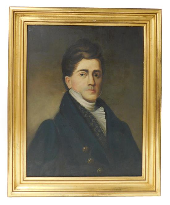 Appraisal: th C American School portrait of young man oil on