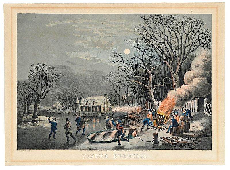 Appraisal: Currier Ives Publisher th century Winter Evening hand-colored lithograph image