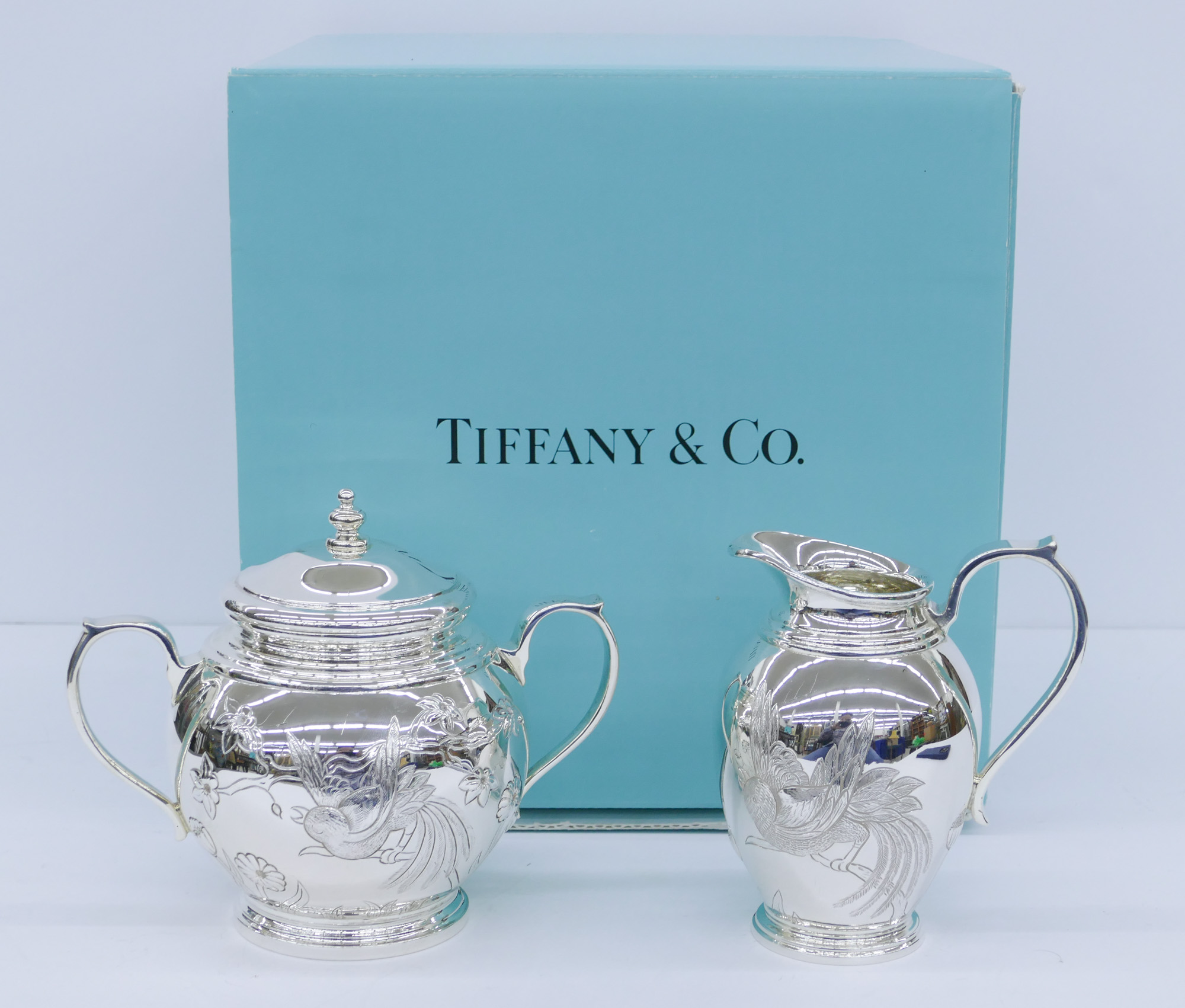 Appraisal: Tiffany Co ''Audubon'' Sterling Sugar and Creamer '' Approx Hand