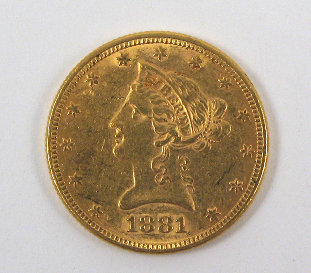 Appraisal: U S TEN DOLLAR GOLD COIN Liberty head type -P