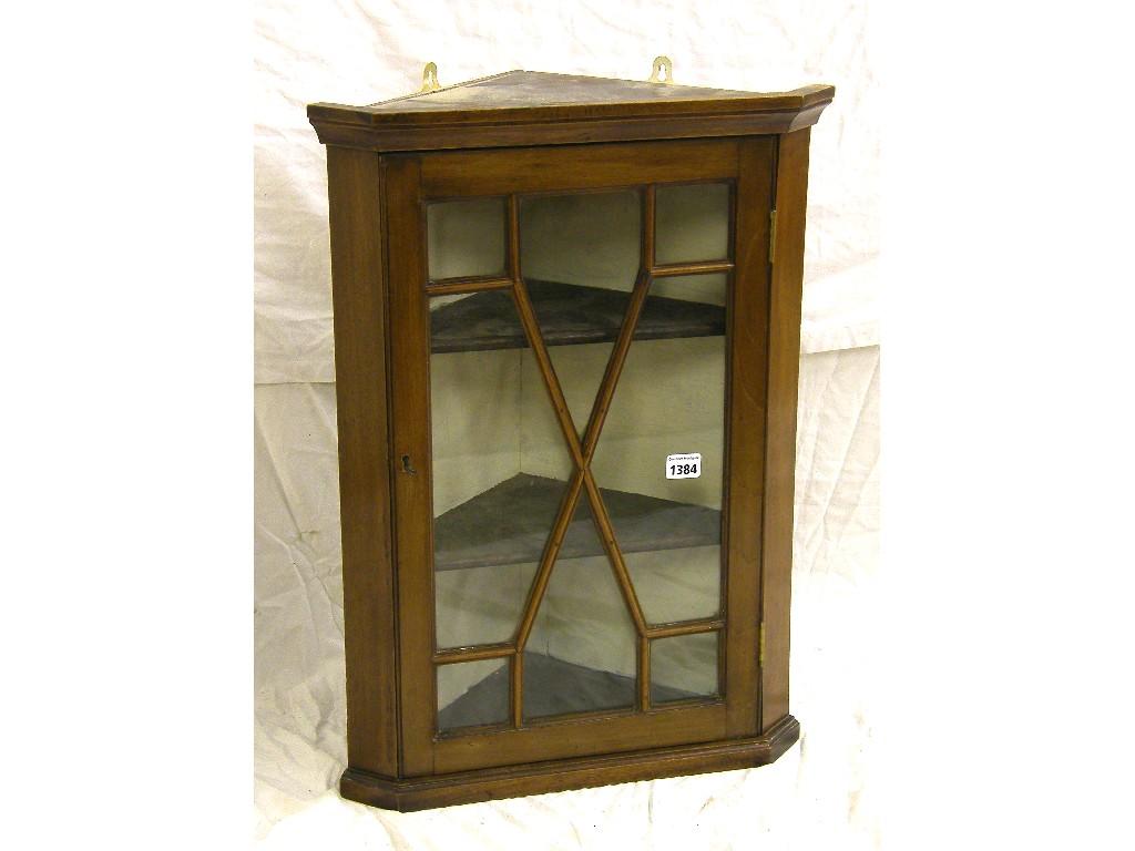 Appraisal: Small Edwardian mahogany corner display cabinet the moulded top over