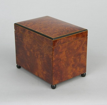 Appraisal: A Burlwood Music Box Humidor A burlwood music box-humidor approx