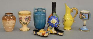 Appraisal: Eight miniature pieces including Doulton Lambeth stoneware vase blue glazed