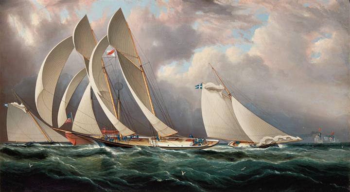 Appraisal: James Edward Buttersworth American British - Yacht Racing Off Sandy