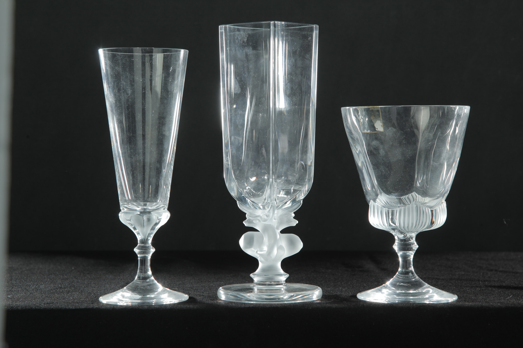 Appraisal: THREE PIECES OF LALIQUE GLASS France mid th century Clear