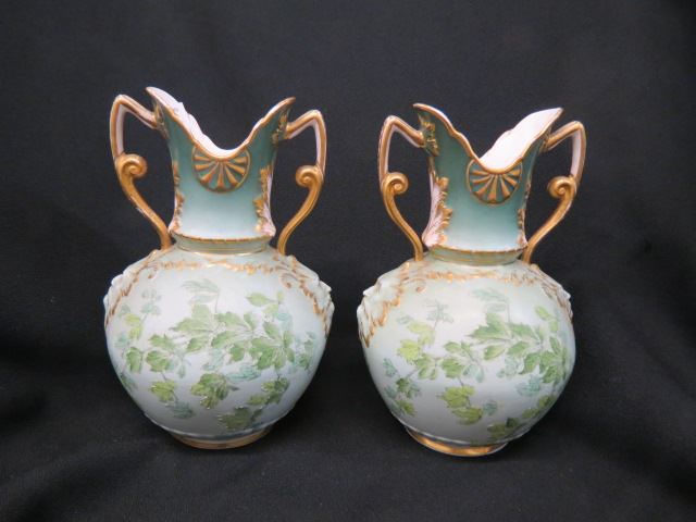 Appraisal: Pair of K T K Lotus Ware Porcelain Vases raised