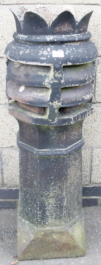 Appraisal: A early thC fire clay chimney with shaped floral turreted