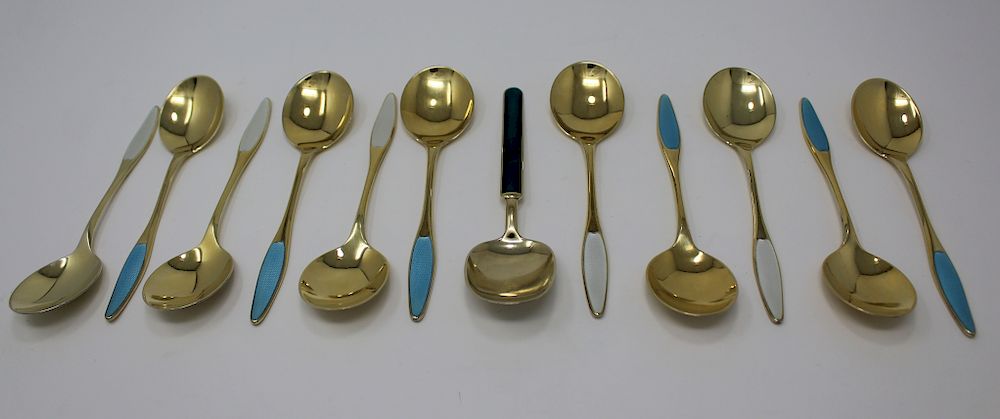 Appraisal: Demitasse Norwegian Sterling Enameled Spoons Demitasse Sterling Enameled Norwegian Spoons