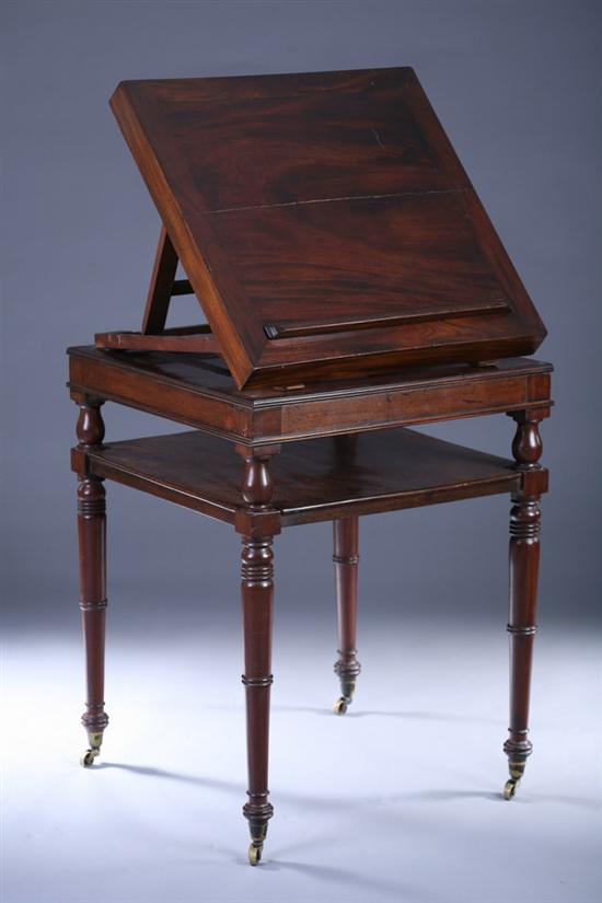 Appraisal: LATE GEORGIAN MAHOGANY ARCHITECT'S TABLE Early th century Square surface