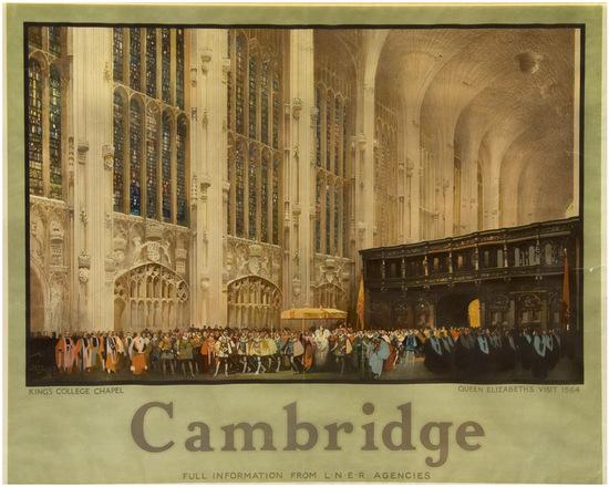 Appraisal: TAYLOR Fred RI CAMBRIDGE Kings College Chapel LNER lithograph in