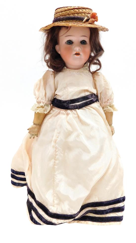 Appraisal: DOLL Heubach Koppellsdorf doll brown wig blue sleep eyes open