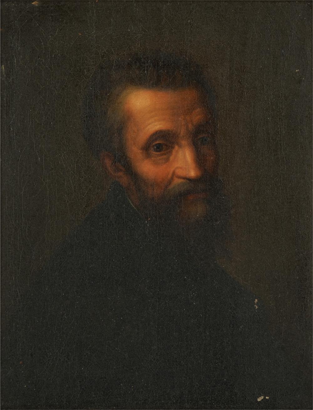 Appraisal: CONTINENTAL SCHOOL PORTRAIT OF A BEARDED MANoil on canvas relined