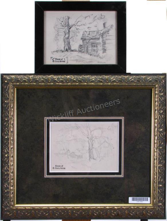 Appraisal: C Curry Bohm IN - Pencil Sketches including x depicting