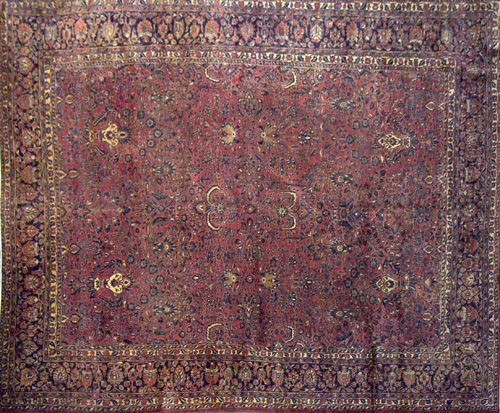 Appraisal: Persian Sarouk room-size rug circa dense floral center panel with