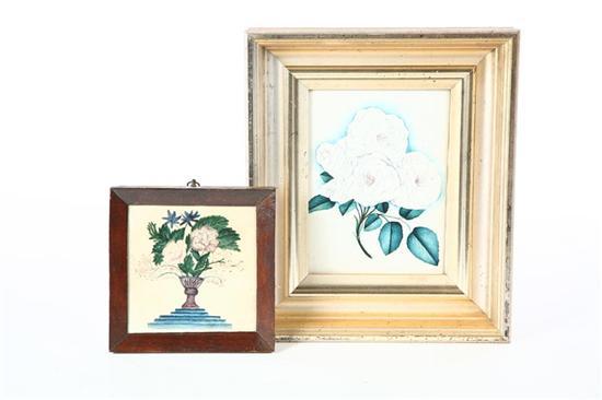 Appraisal: TWO FLORAL WATERCOLORS American nd half- th century Small freehand