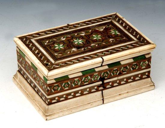 Appraisal: AN ITALIAN EMBRIACHI SMALL CASKET circa with checkered inlay and