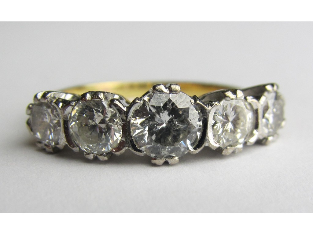 Appraisal: Victorian ct gold diamond five stone ring with five round