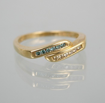 Appraisal: A Ladies' Blue and Yellow Diamond Band k yellow gold