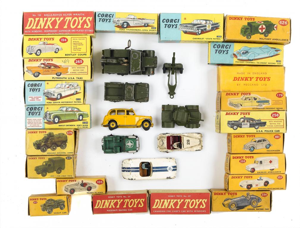 Appraisal: SEVENTEEN DINKY TOYS AND FIVE CORGI TOYS the vehicles including