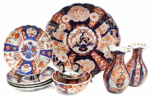 Appraisal: lot of Imari palette porcelains including plates one with chip