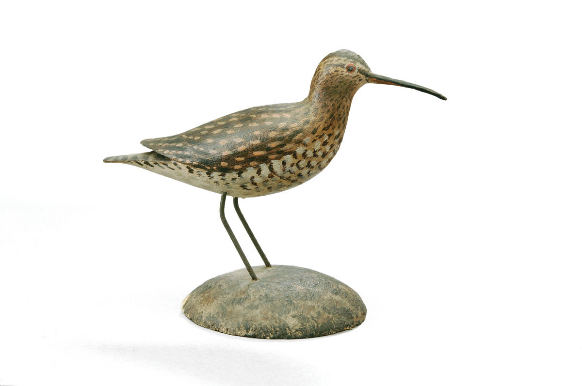 Appraisal: A ELMER CROWELL - CARVED AND PAINTED CURLEW On a