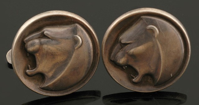 Appraisal: A pair of silver cufflinks by Georg Jensen Designed by