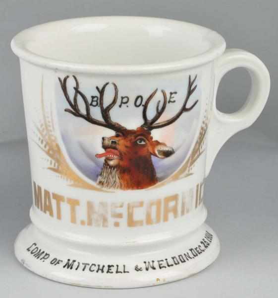 Appraisal: Elk's Club Fraternal Shaving Mug Description Gilt name Matt McCormick