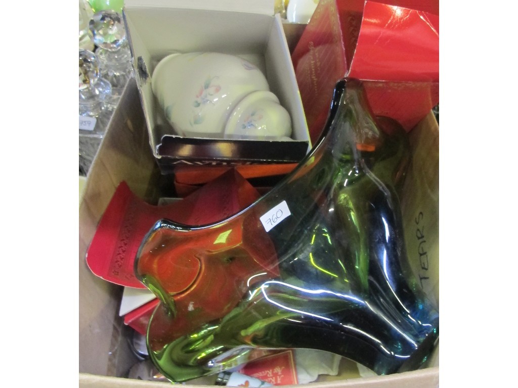 Appraisal: Art glass vase and dish and boxed ceramics to include