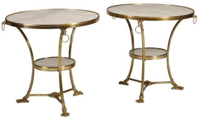 Appraisal: pair French Neoclassical style marble-top bronze dore tables approx h