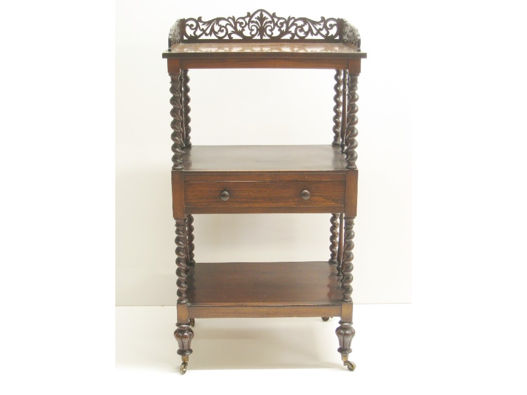 Appraisal: An early th Century rosewood three tier Whatnot with pierced