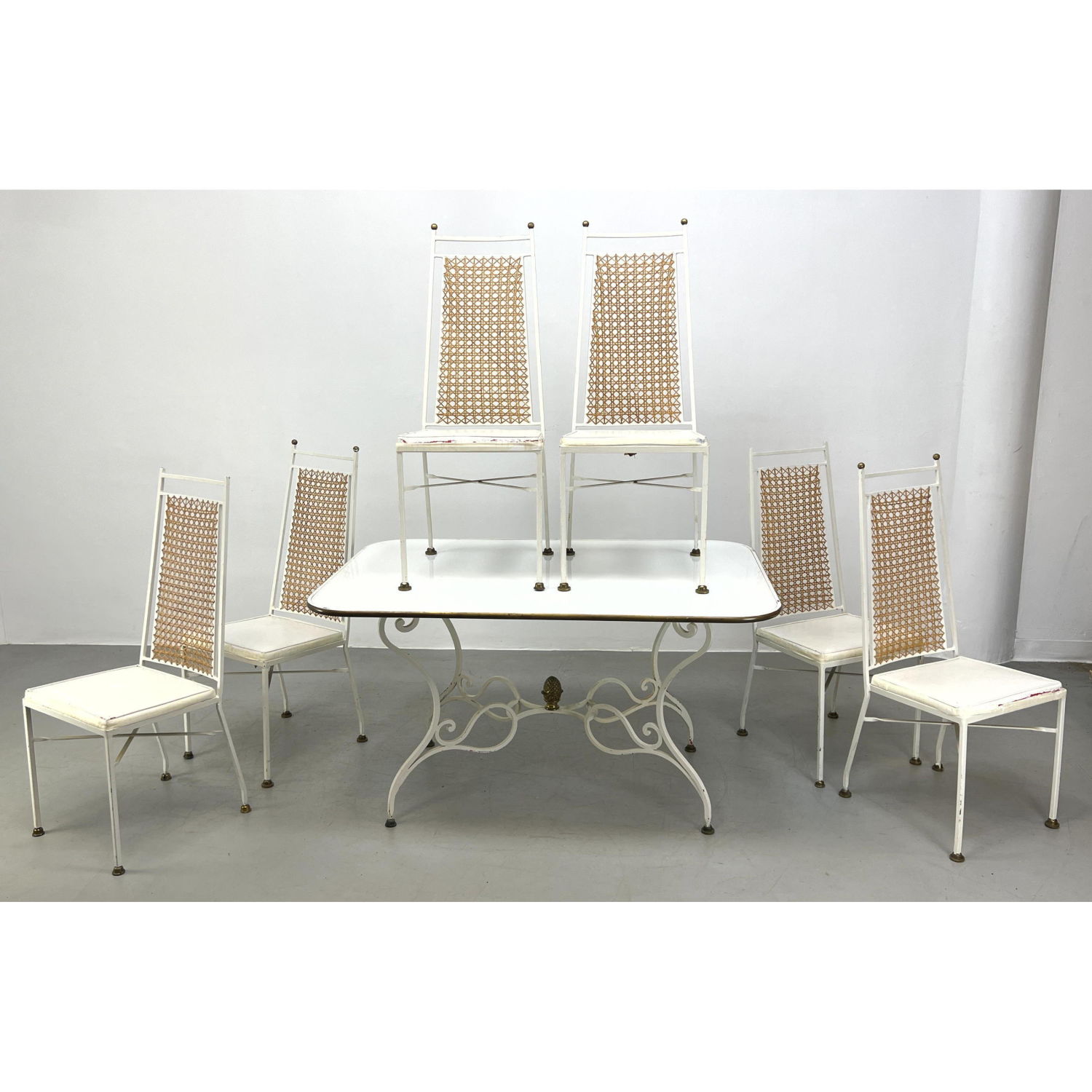 Appraisal: pc EVERLAST Furniture Patio Dining Set Iron Frames with White