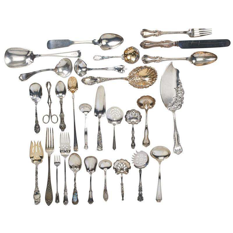 Appraisal: SILVER SERVING UTENSILS Condition Report