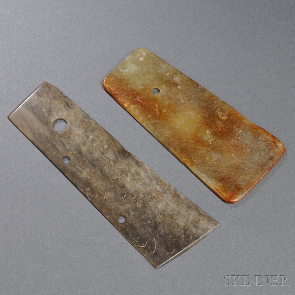 Appraisal: Two Stone Blades China possibly Neolithic both blades of rectangular