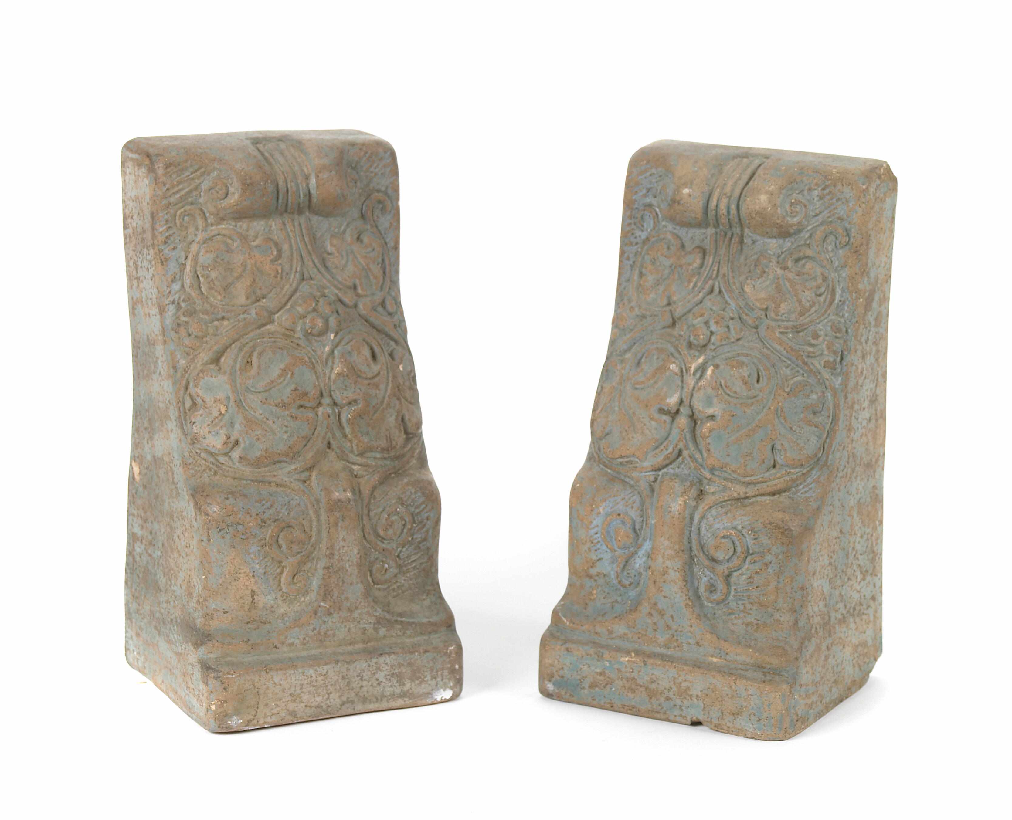 Appraisal: A pair of Batchelder Spanish Revival terracotta book ends height