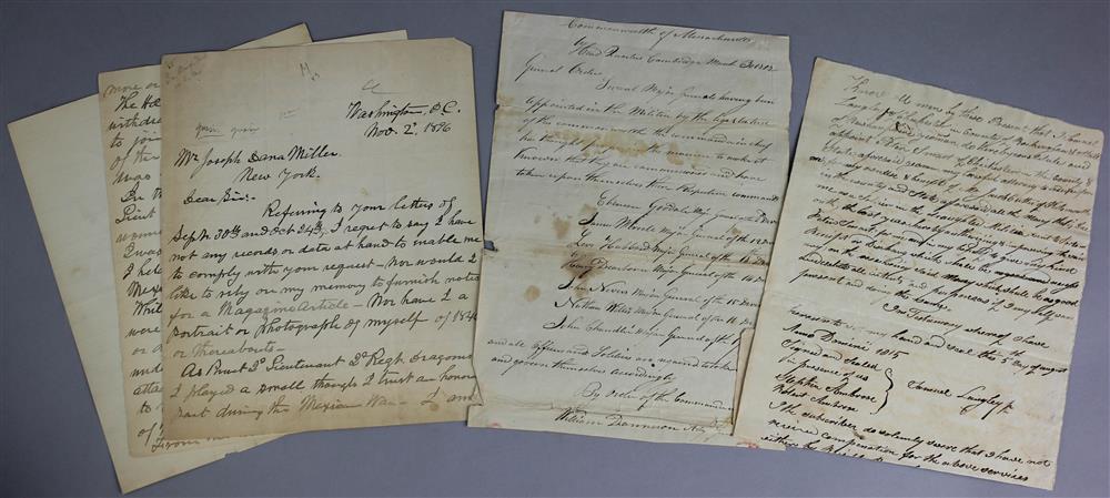 Appraisal: THREE MSS LETTERS WAR OF AND MEXICAN-AMERICAN WAR the first