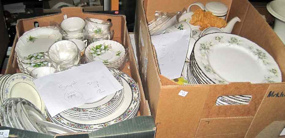 Appraisal: Two Trays of Various Dinner Teaware to include Royal Doulton