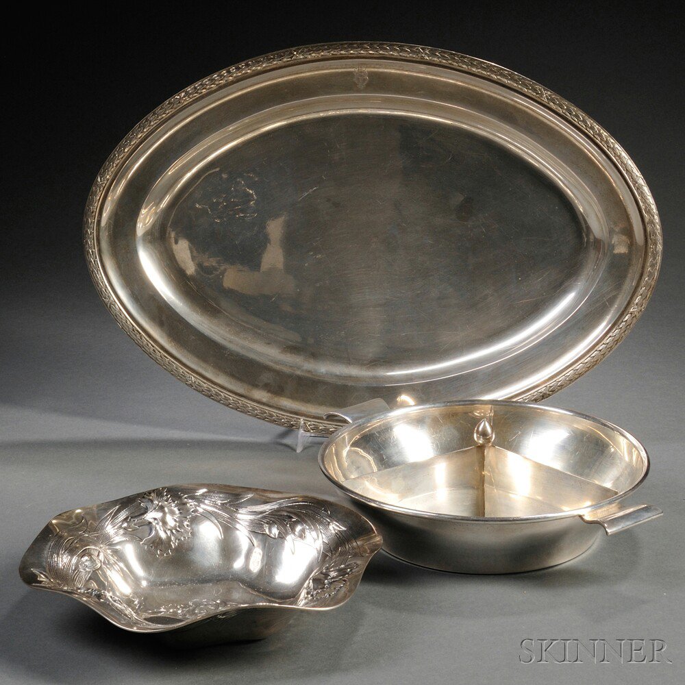 Appraisal: Three Silver Dishes two late th century a Totten-Sommer Co