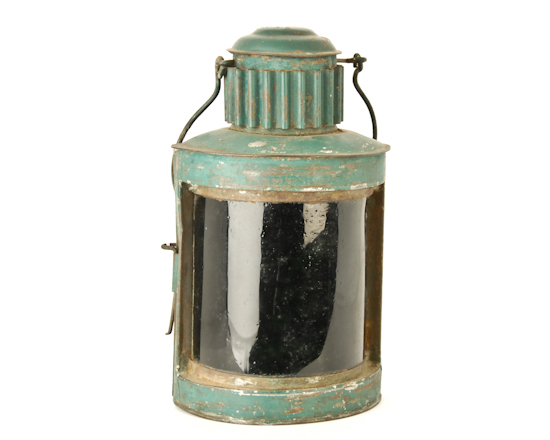 Appraisal: Lantern bold green paint with original emerald green glass and