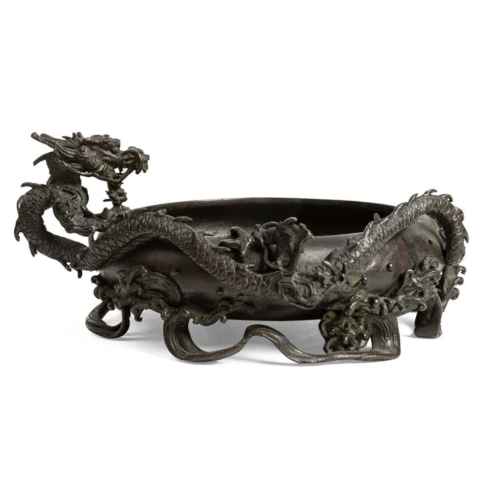 Appraisal: CAST BRONZE 'DRAGON' CENSER TH CENTURY the body of the