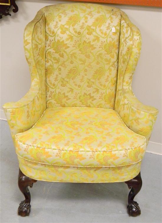 Appraisal: Margolis wing chair unsigned down curved wings to out curved