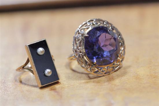 Appraisal: TWO LADIES RINGS One with gold open work setting and