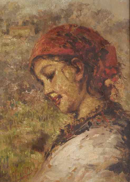 Appraisal: IROLLI Vincenzo Italian - Portrait of a Peasant Girl OIL