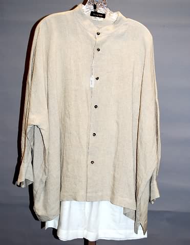 Appraisal: Eskandar tan linen long sleeve top Size Bust Shoulders Length