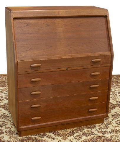 Appraisal: Danish mid-century modern teak secretary desk manufactured by Dyrlund model